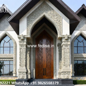 Stone Finish Villa Design Spanish Villa Design No-016
