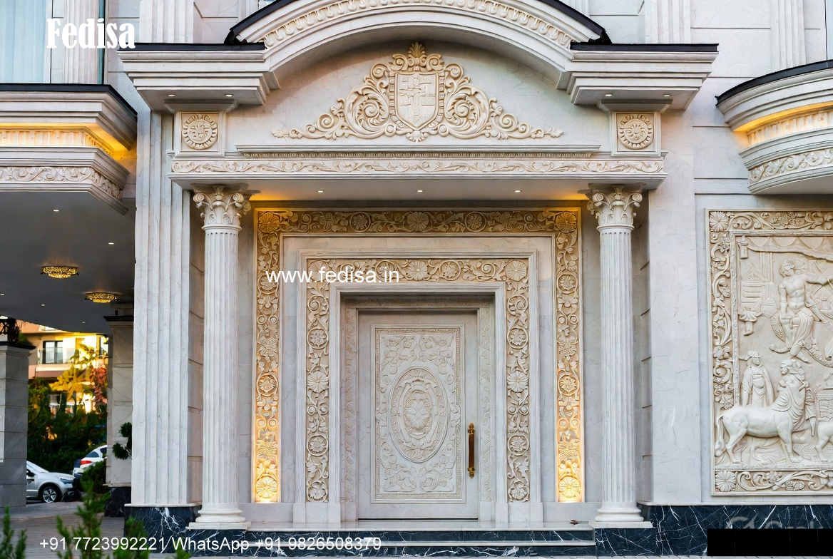 Stone Finish Villa Design Front Design Of House In Small Budget No-382