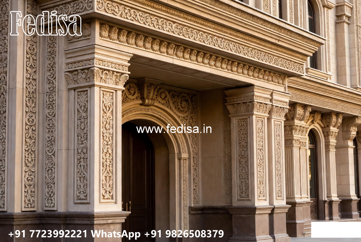 Stone Finish Villa Design Building Outside Color No-3554