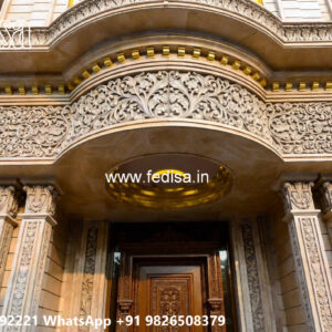 Neoclassical Villa Facade Yellow House Exterior No-3670