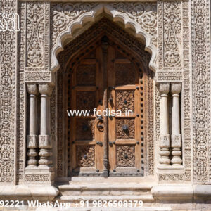 Classic Front Elevation Wooden Main Door Designs Indian Style No-3878
