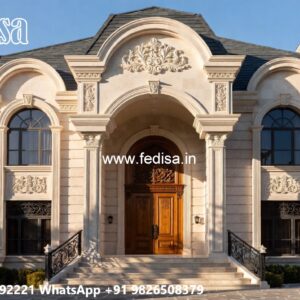 Traditional Villa Architecture House Front Wall Design No-4029