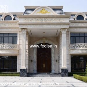 Heritage Style Villa Exterior 2nd Floor House Front Design No-4162