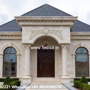 Stone Finish Villa Design Villa House Design No-4286