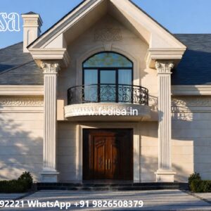 Stone Finish Home Exterior Plywood Mandir Design For Home No-4736