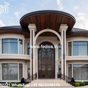 Fountain Garden Villa Front Wall Design In Indian House Simple No-4908