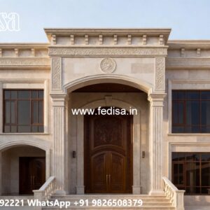 Stone Finish Home Exterior Ground Floor Home Front Design No-5834