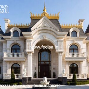 Traditional House Facade 4 Bedroom Flat Plan Design No-6072