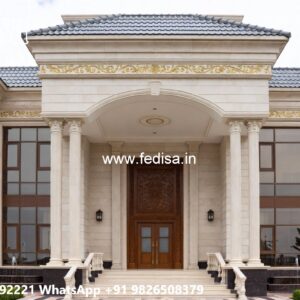 Stone Finish Villa Design Home Tower Glass Design No-6360
