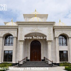 Stone Finish Home Exterior 3 Bedroom House Design No-6444