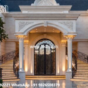 Stone Finish Home Exterior Modern Duplex House Design No-6932