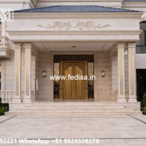 Classic Outdoor Patio Villa Colonial House Design No-6984