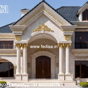 Stone Finish Villa Design Open Plan House Designs No-7092