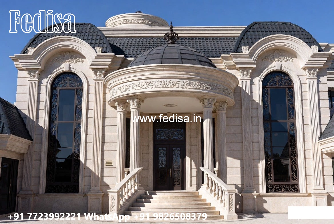 Stone Finish Home Exterior One Story Modern House Plans No-7176