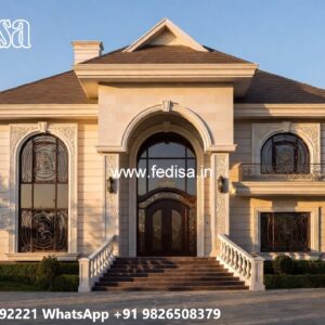 Stone Finish Villa Design Modern Tiny House Plans No-7214