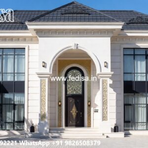 Classic Villa Front Elevation Design 4 Bedroom Flat Plan No-7480