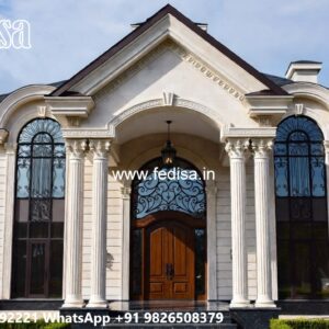 Classic Front Elevation Long Narrow House Designs No-7866