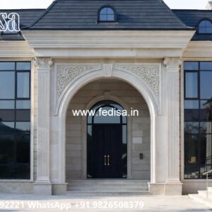 Stone Finish Home Exterior House Design With Roof Deck No-8030