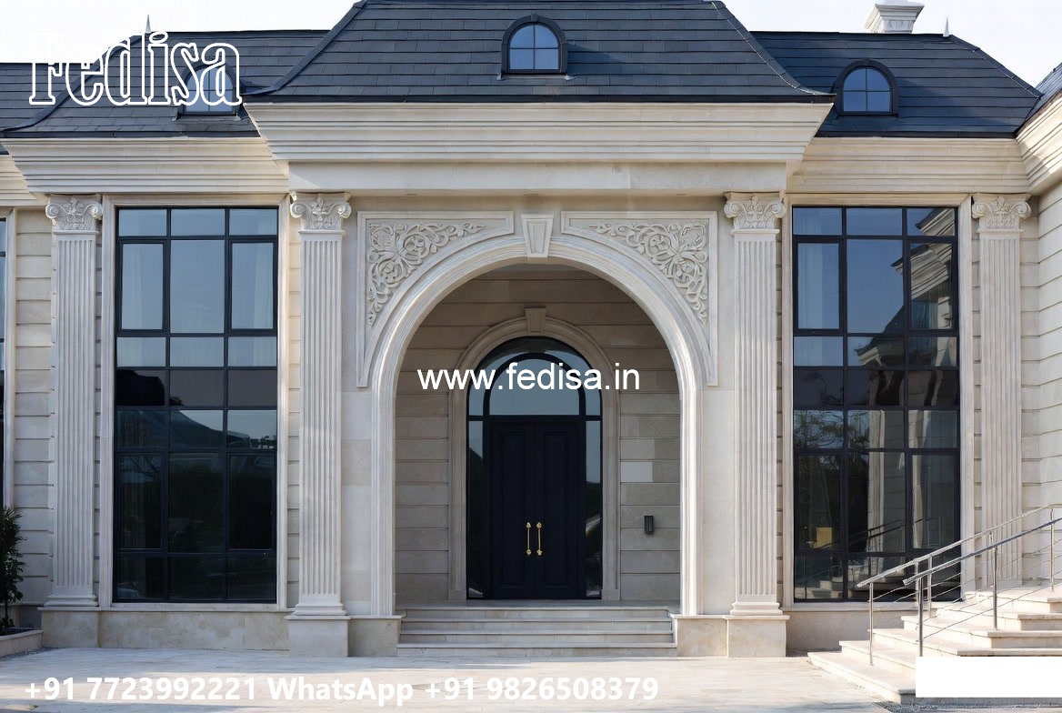 Stone Finish Home Exterior House Design With Roof Deck No-8030