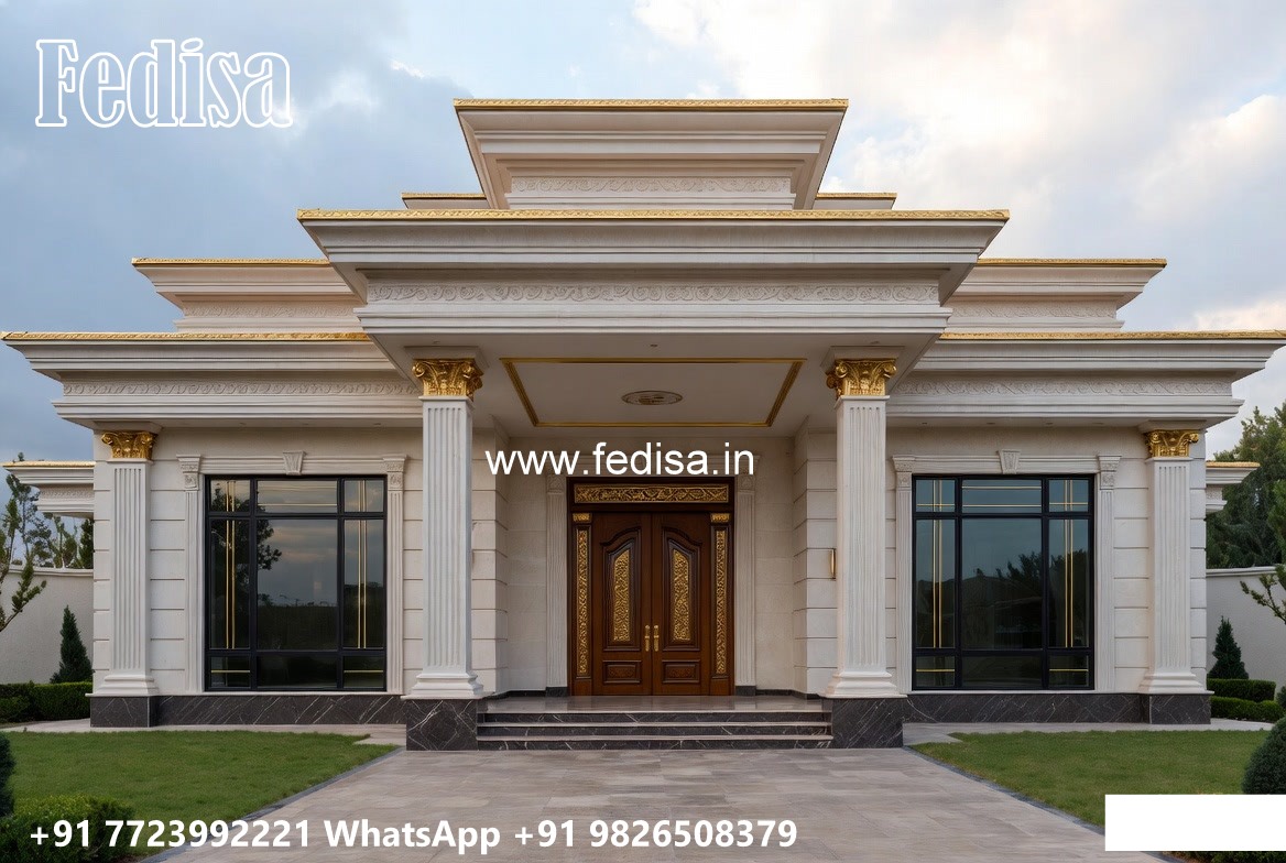 Traditional Interior Design Single Floor House Front Design No-8116