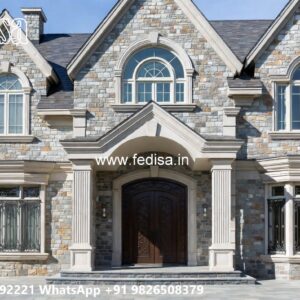 Stone Finish Villa Design 3000 Square Foot House No-8190