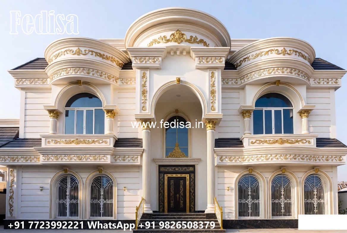Neoclassical Villa Facade Small Duplex House Plans No-8306