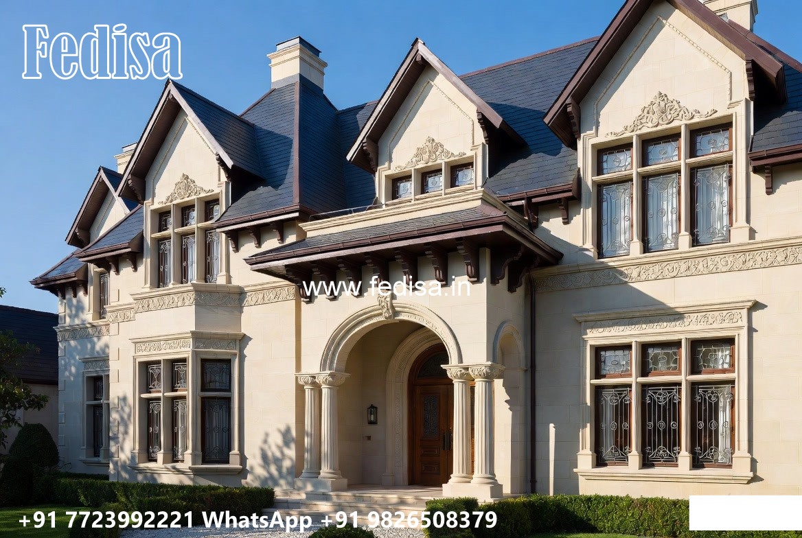 Fountain Garden Villa Flat Roof House Design No-8324