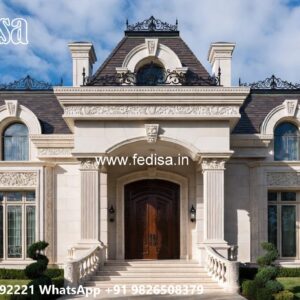 Neoclassical Villa Facade Single Level House Plans No-8428