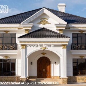 Grand Entrance Villa Design 2nd Floor House Design With Balcony No-8429