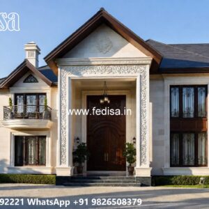 Stone Finish Villa Design Modern Two Story House Plans No-8800