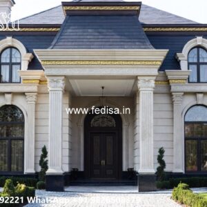 Stone Finish Home Exterior U Shaped Floor Plans No-9250