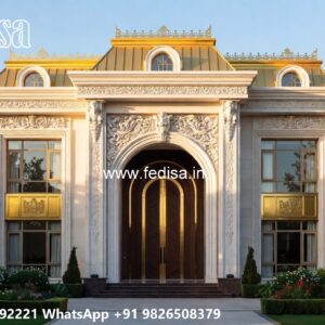 Neoclassical Villa Facade L Shaped House Plans With 2 Bedrooms No-9282