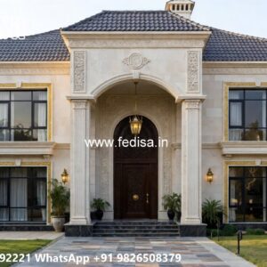 Stone Finish Villa Design Simple Bungalow House Design No-9288