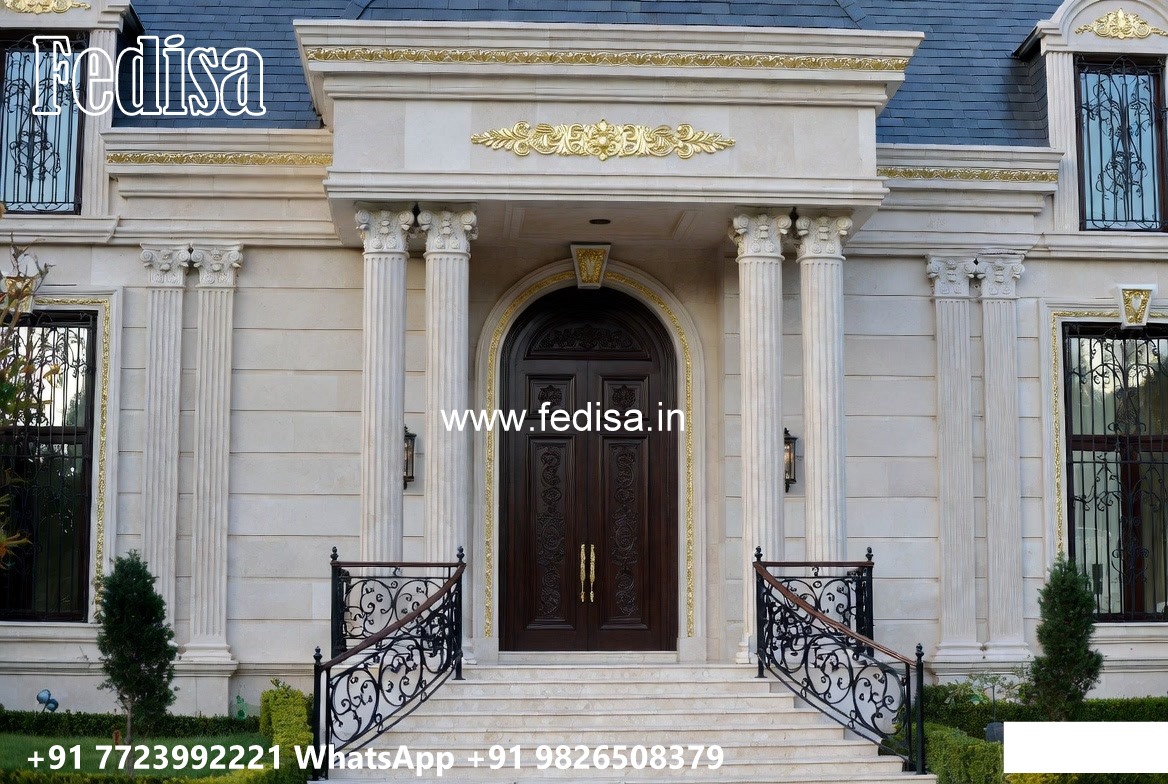 Classic Outdoor Patio Villa Three Story House Design No-9302