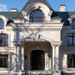 Stone Finish Villa Design Gray Siding House No-9776