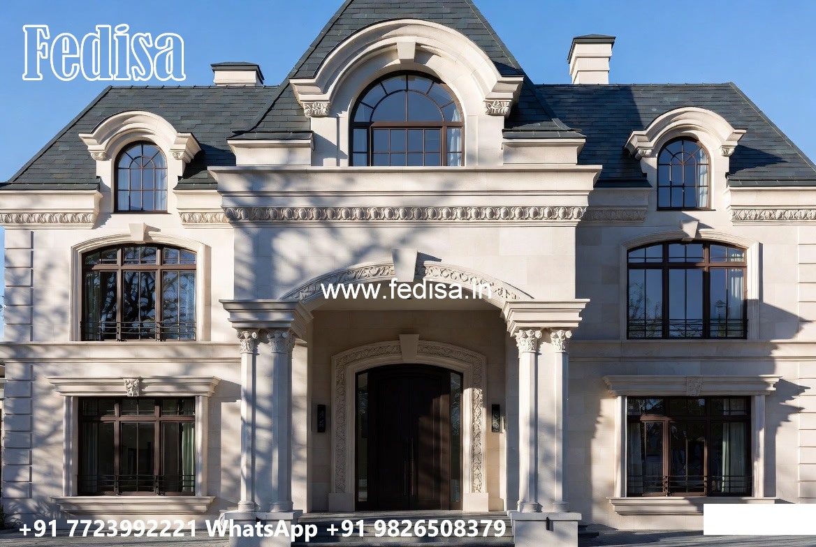 Stone Finish Villa Design Gray Siding House No-9776
