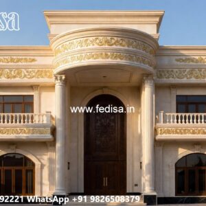 Villa With Columns Design Outside Steps For House No-9894