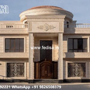 Stone Finish Villa Design Yellow Color House Outside No-9898