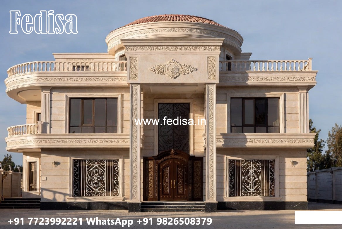 Stone Finish Villa Design Yellow Color House Outside No-9898