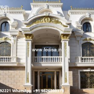Small Classic Villa Design Inspiration Gray Blue Exterior House Paint No-9915