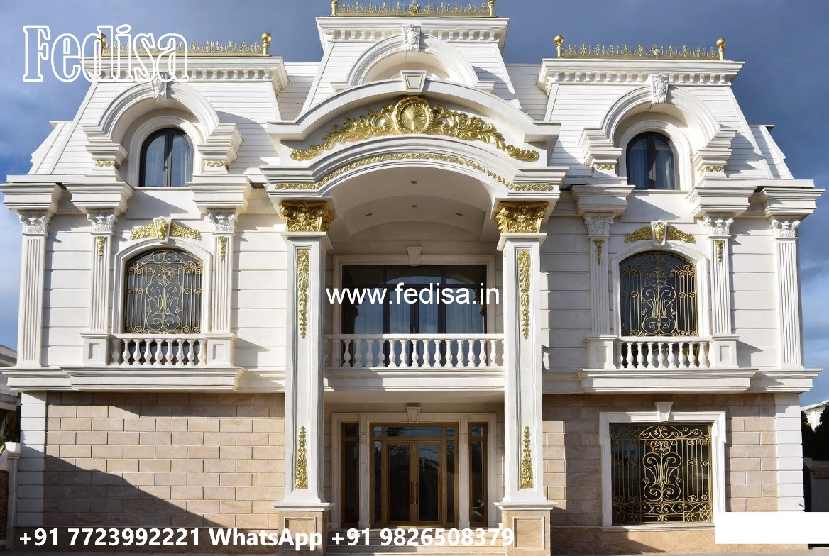 Small Classic Villa Design Inspiration Gray Blue Exterior House Paint No-9915