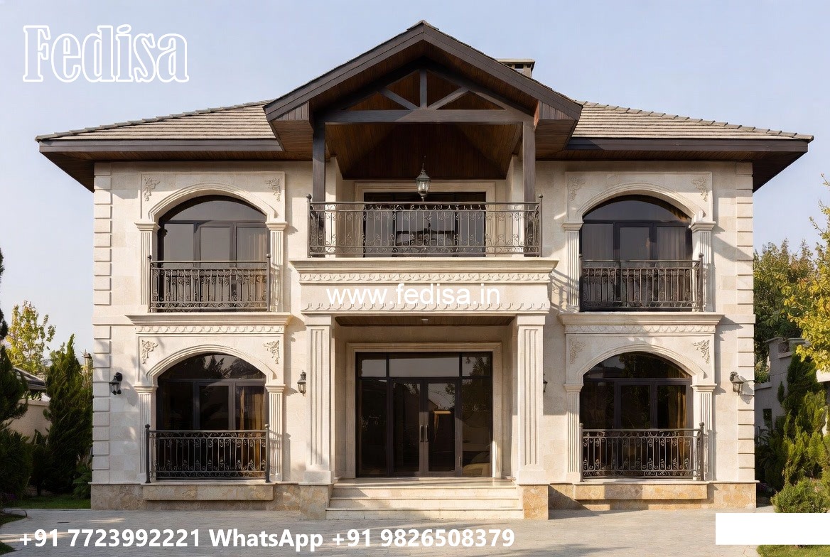 Traditional Home Facade Villa Front Design No-10060