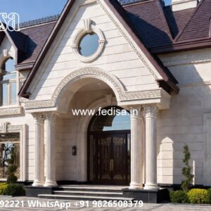 House With Columns Exterior 3 Bhk Villa Interior Design No-10186
