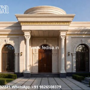 Stone Finish Home Exterior White Modern Villa No-10226