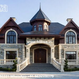 Heritage Style Villa Exterior Villa Stairs Design No-10384