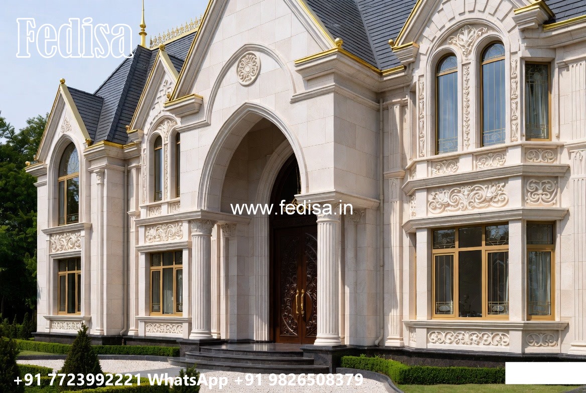 Stone Finish Villa Design 3 Bhk Villa Design No-10386