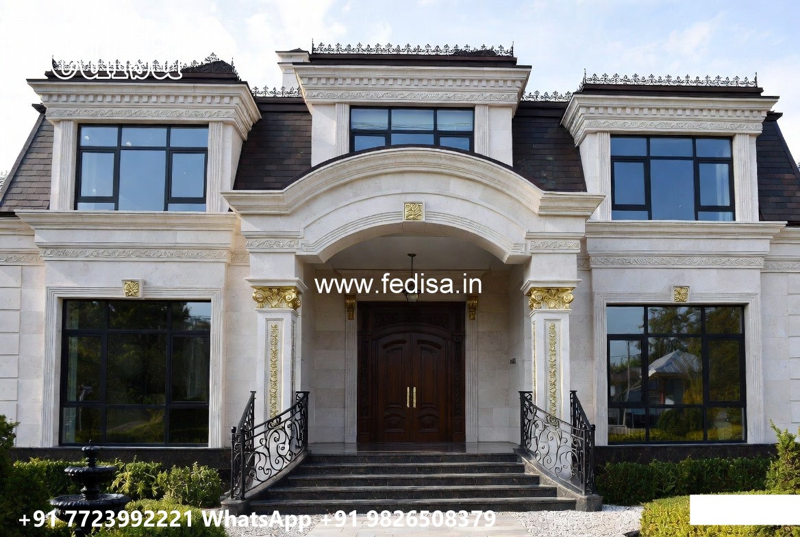 Classic Front Elevation Tropical Villa Design No-10428