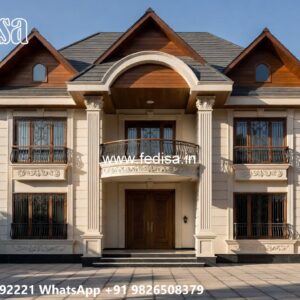 House With Columns Exterior 4 Story Villa Design No-10552