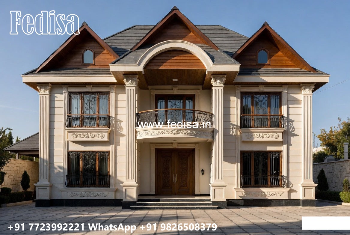 House With Columns Exterior 4 Story Villa Design No-10552