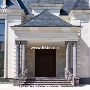 Stone Finish Home Exterior Low Budget Villa Design No-10592